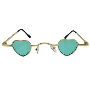 7033 | Small Green Lens Heart Sunglasses
